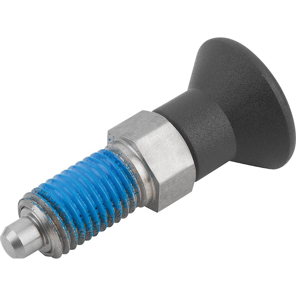 Indexing Plunger Size:9 D1=M06X0, 75, D=3, Form:Ap Wo. Groove Wout Locknut, Stainless Steel Hardened,